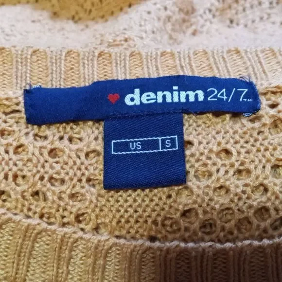 ROAMAN'S Women's Crochet Look Knit Poncho (Size S / 12w) Gold Color - Picture 6 of 6